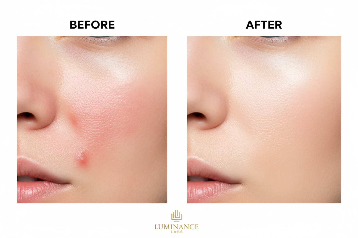 Before and after results of using invisible pimple patches