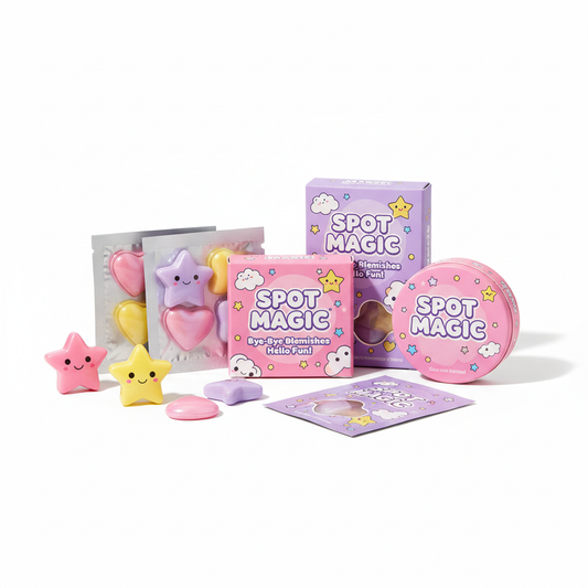Colorful star and heart shaped pimple patches