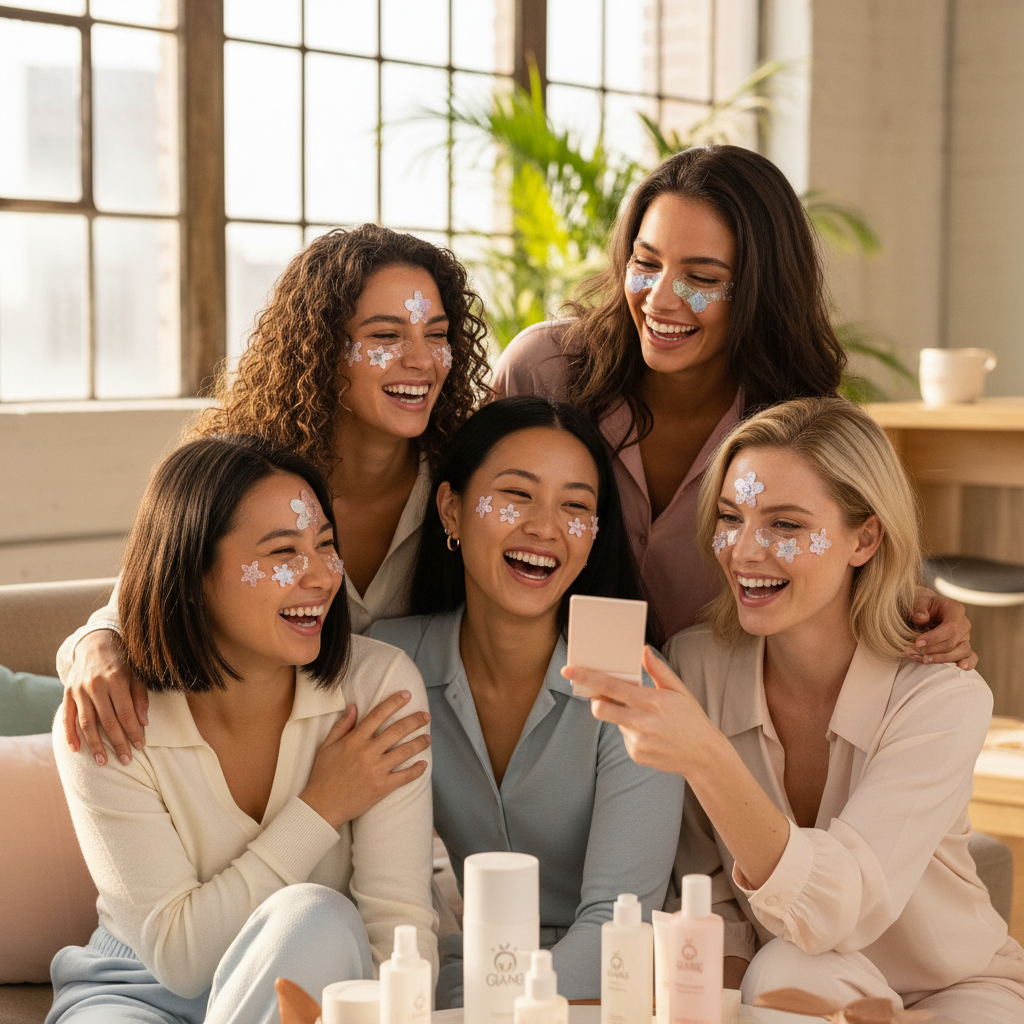 Diverse group of young women with pimple patches
